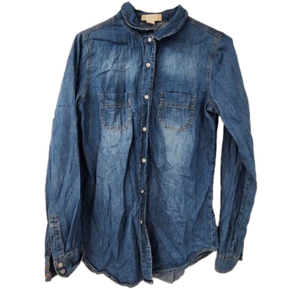 JAPNA Button Down Denim Shirt Womens Size Medium M - Picture 1 of 5